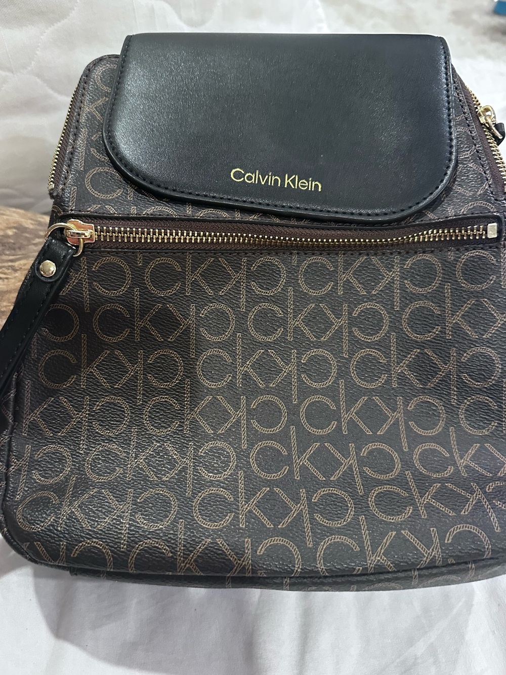 Calvin Klein Black and Brown Monogram Backpack